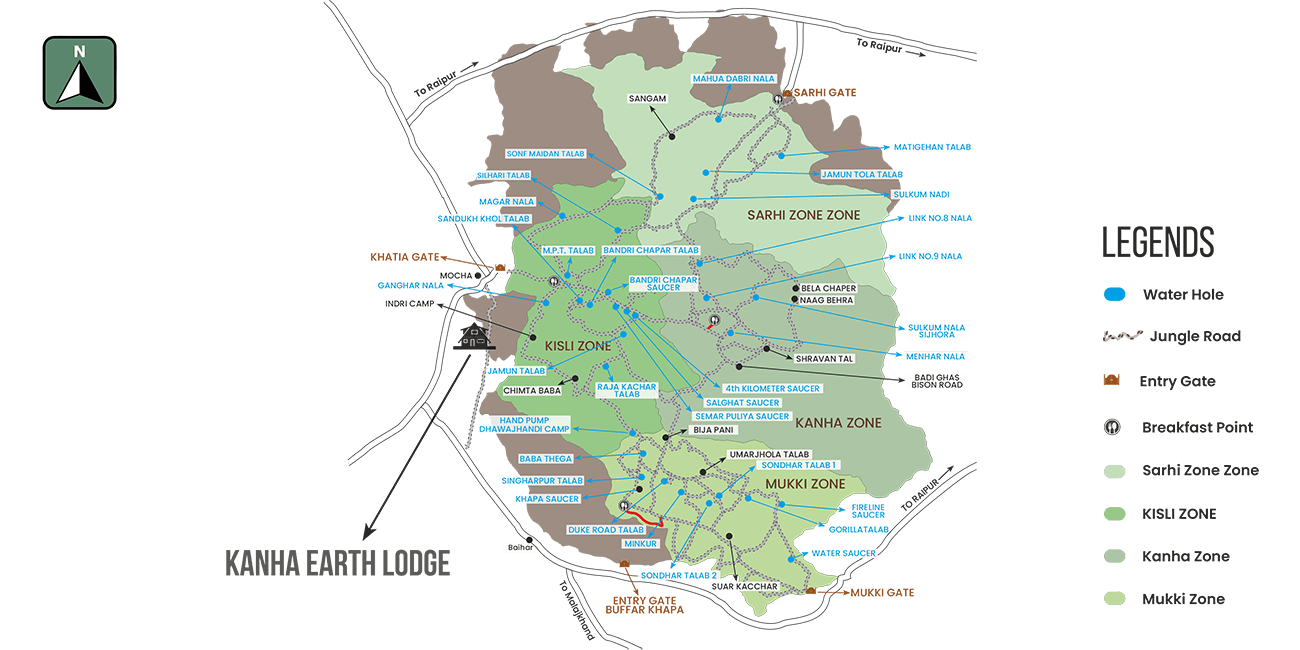Kanha safari zones map
